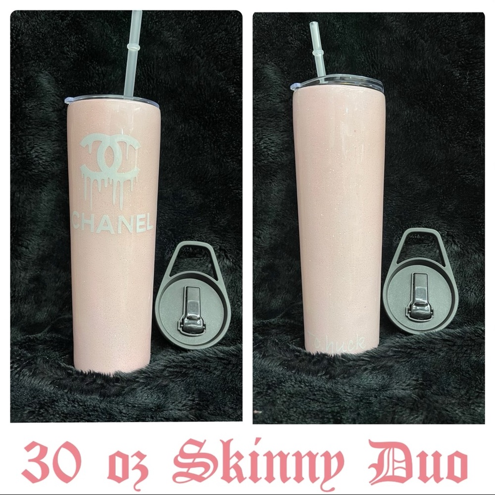 Chanel 30oz skinny tumbler with duo lids